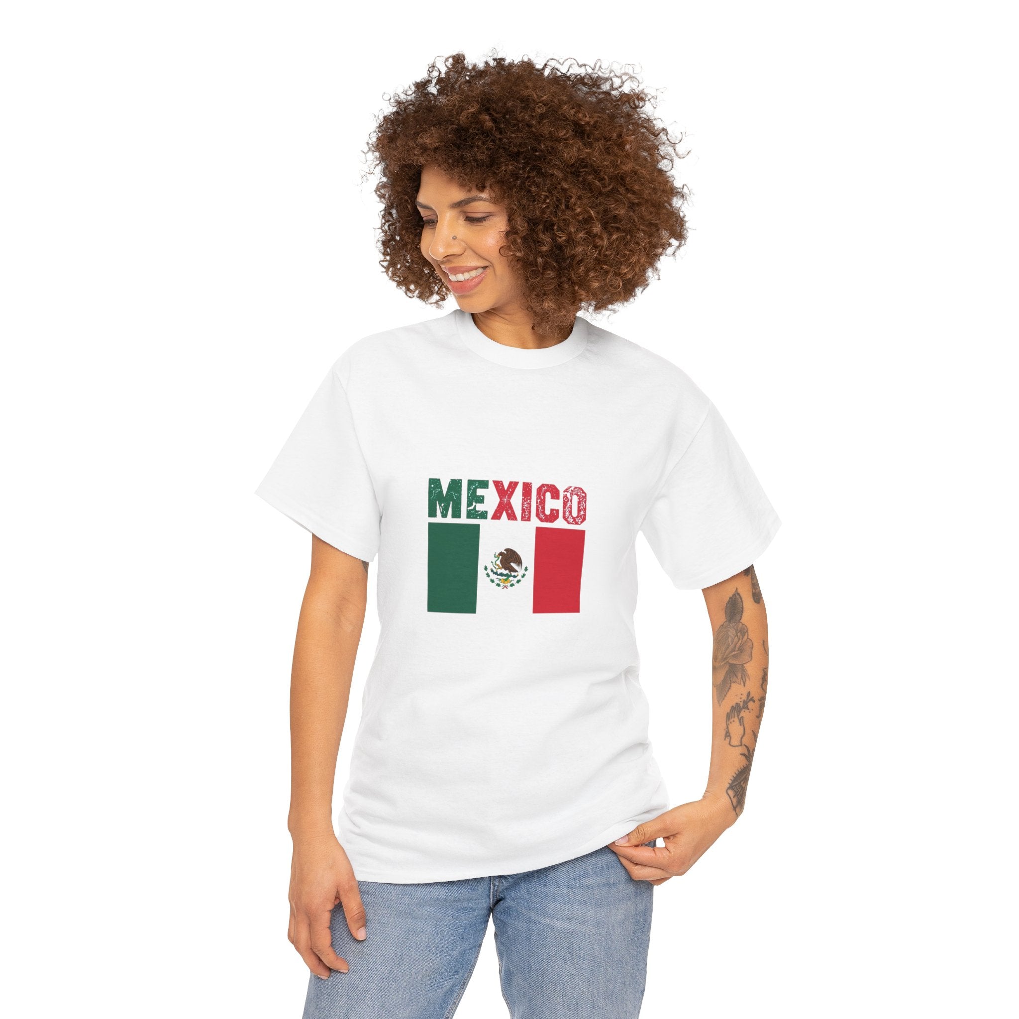 Mexico Flag T‑Shirt – Distressed Mexico Text with Mexican Flag Graphic