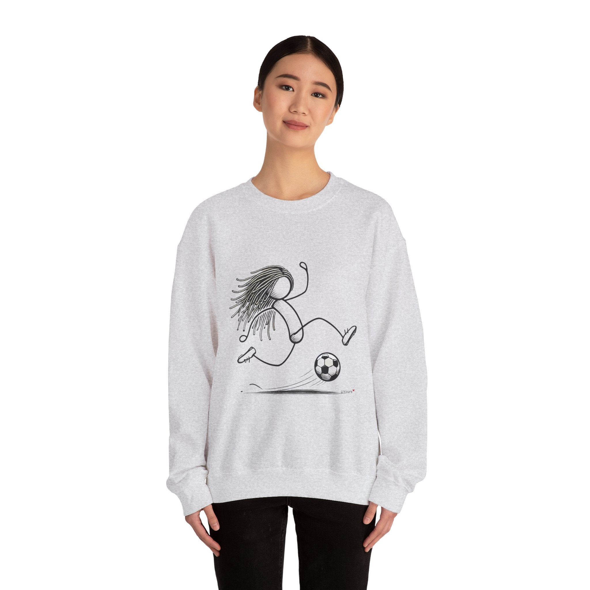 Dreadlock Soccer Unisex Heavy Blend™ Crewneck Sweatshirt Stick Figure Gift Soccer Football Fun