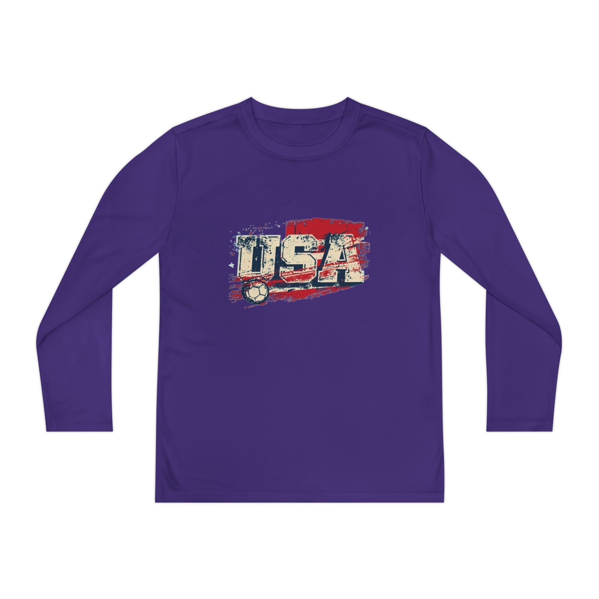 Youth Long Sleeve Tee - Vintage USA Flag Graphic