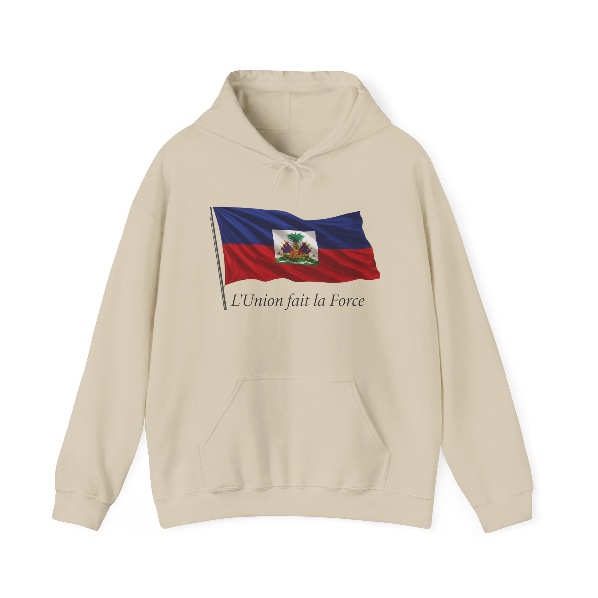 Haiti Flag Hoodie – "L'Union fait la Force" Pullover