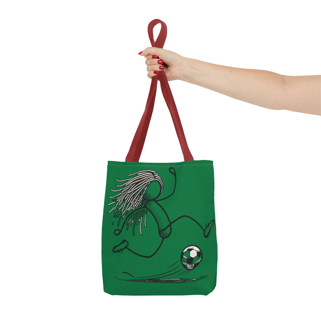 Soccer Girl Tote Bag – Green All-Over Print Sports Tote