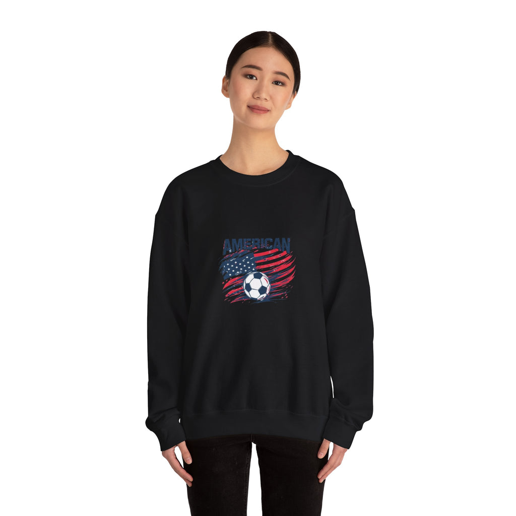 American Soccer Crewneck Sweatshirt — USA Flag & Soccer Ball Graphic