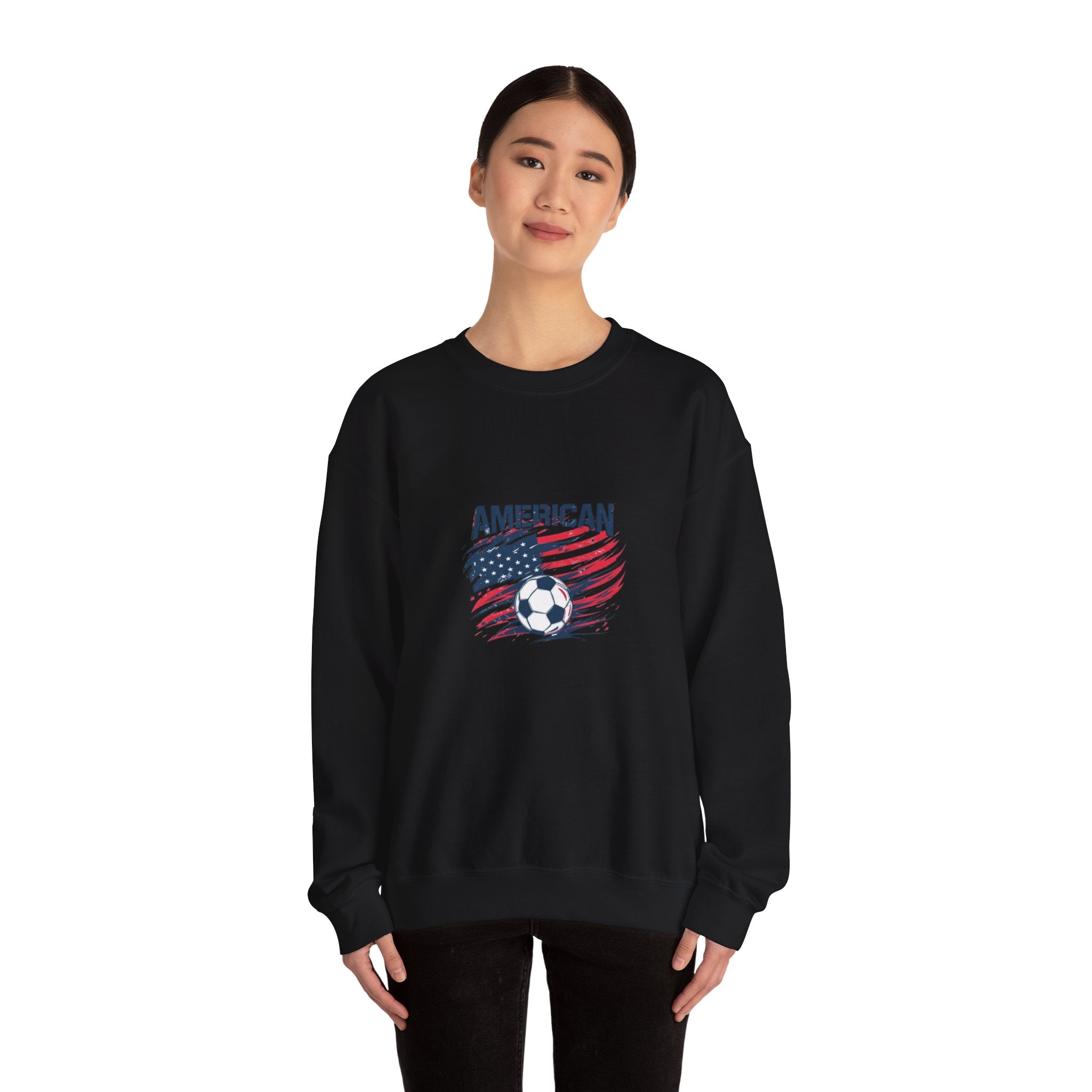 American Soccer Crewneck Sweatshirt — USA Flag & Soccer Ball Graphic