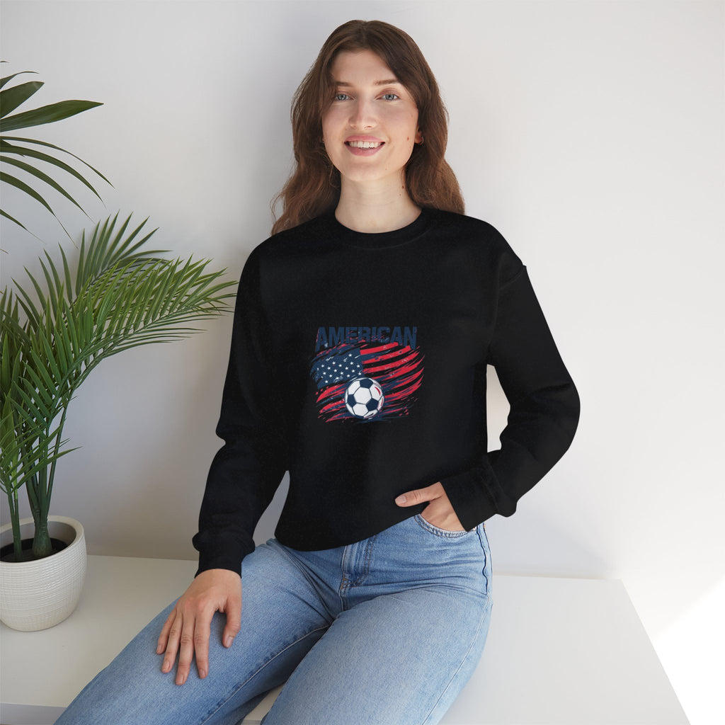 American Soccer Crewneck Sweatshirt — USA Flag & Soccer Ball Graphic