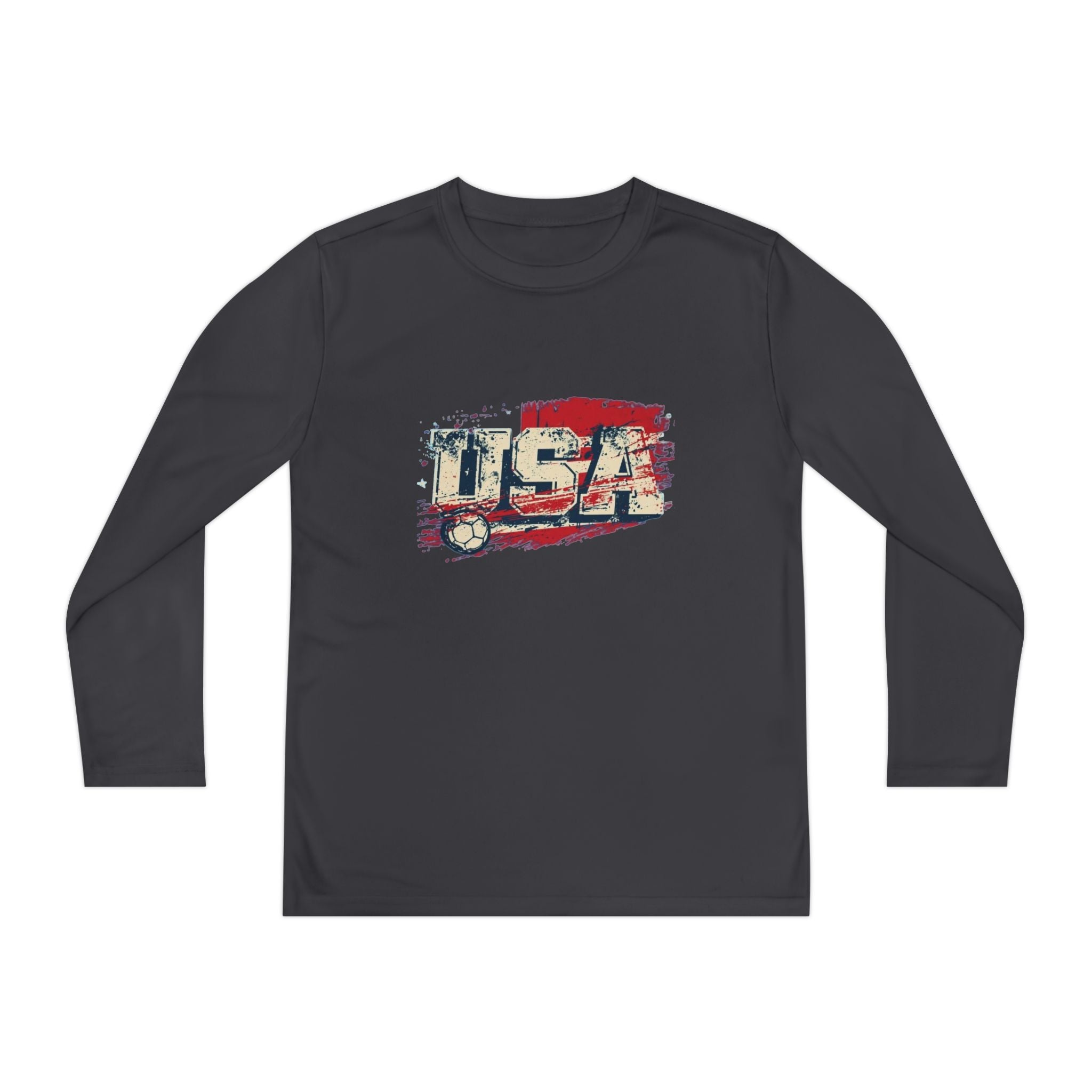 Youth Long Sleeve Tee - Vintage USA Flag Graphic