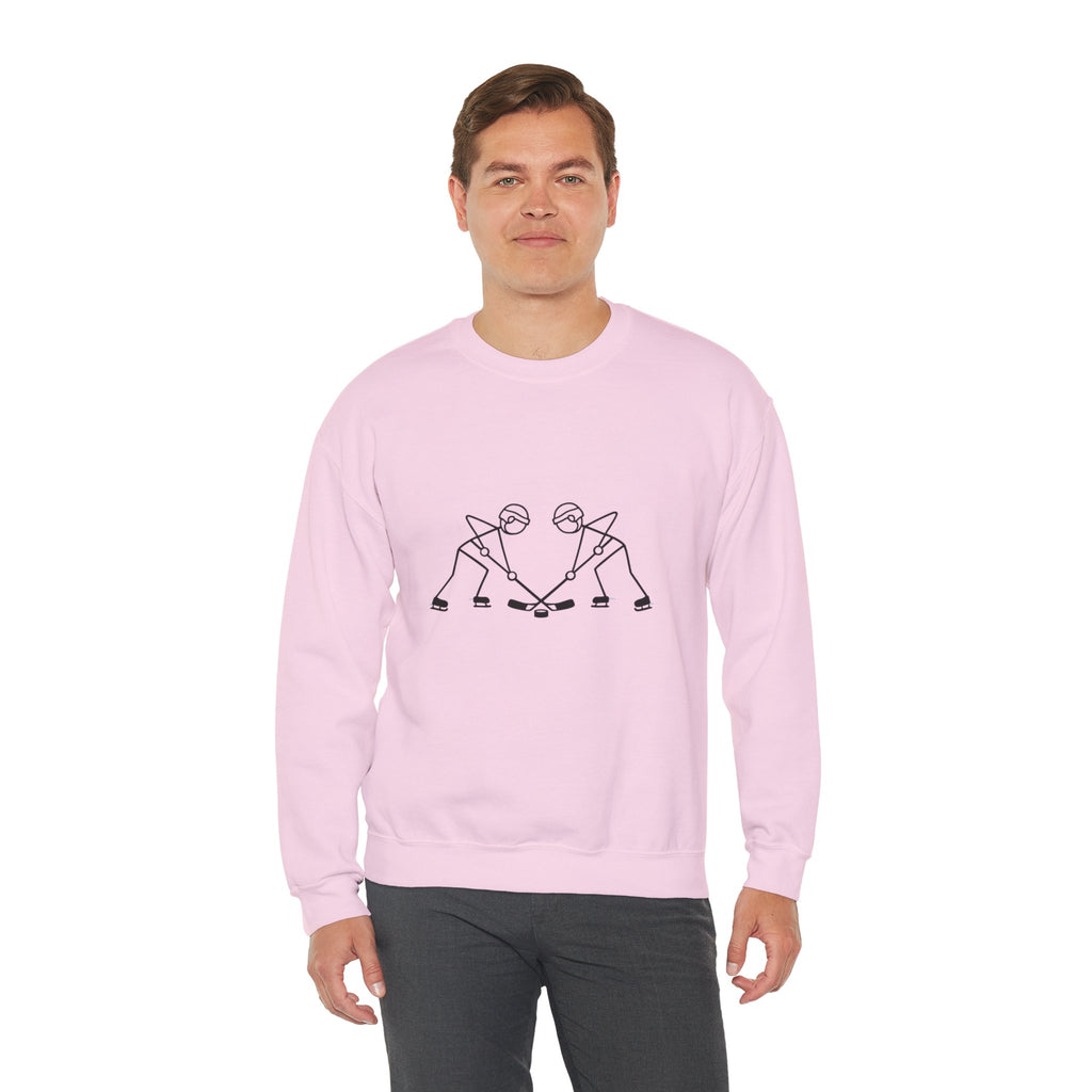 Minimal Line Art Hockey Players Crewneck Sweatshirt | Sports Graphic
