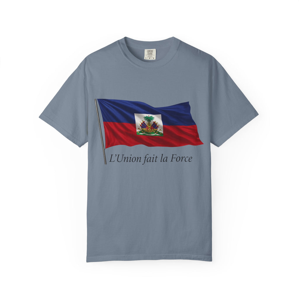 Haiti Flag T-Shirt — "L'Union fait la Force" Patriotic Tee