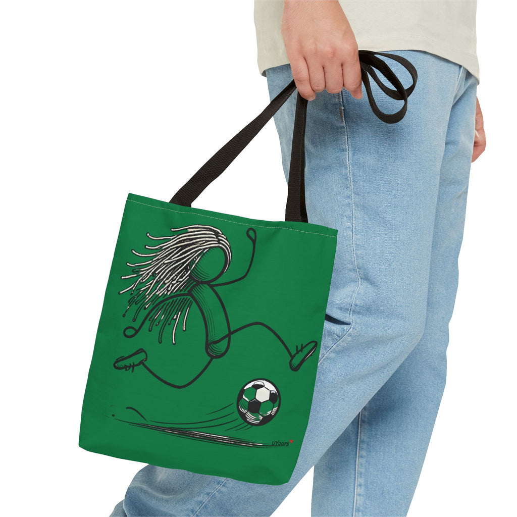 Soccer Girl Tote Bag – Green All-Over Print Sports Tote
