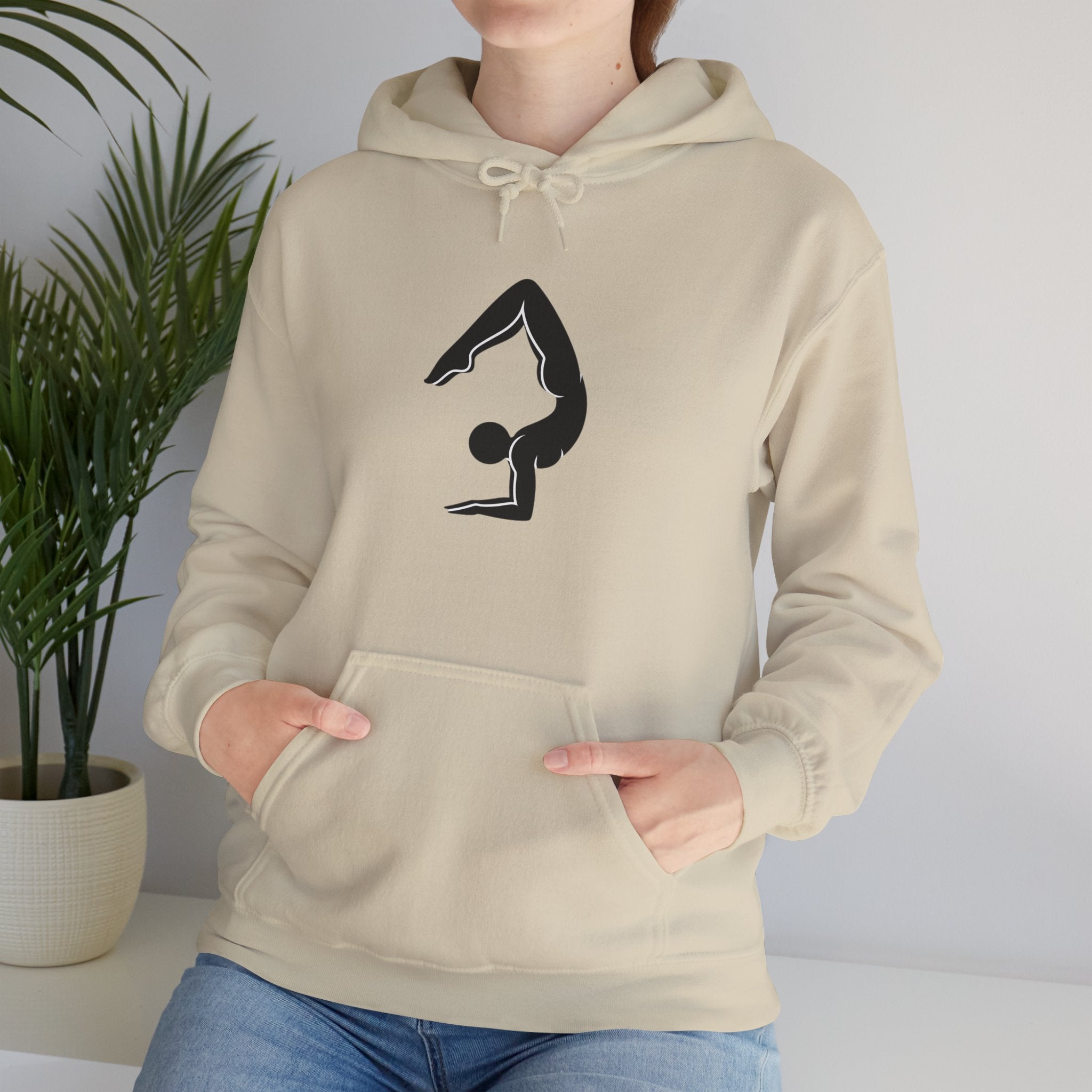 Yoga Pose Hoodie — Minimal Handstand Silhouette Sweatshirt