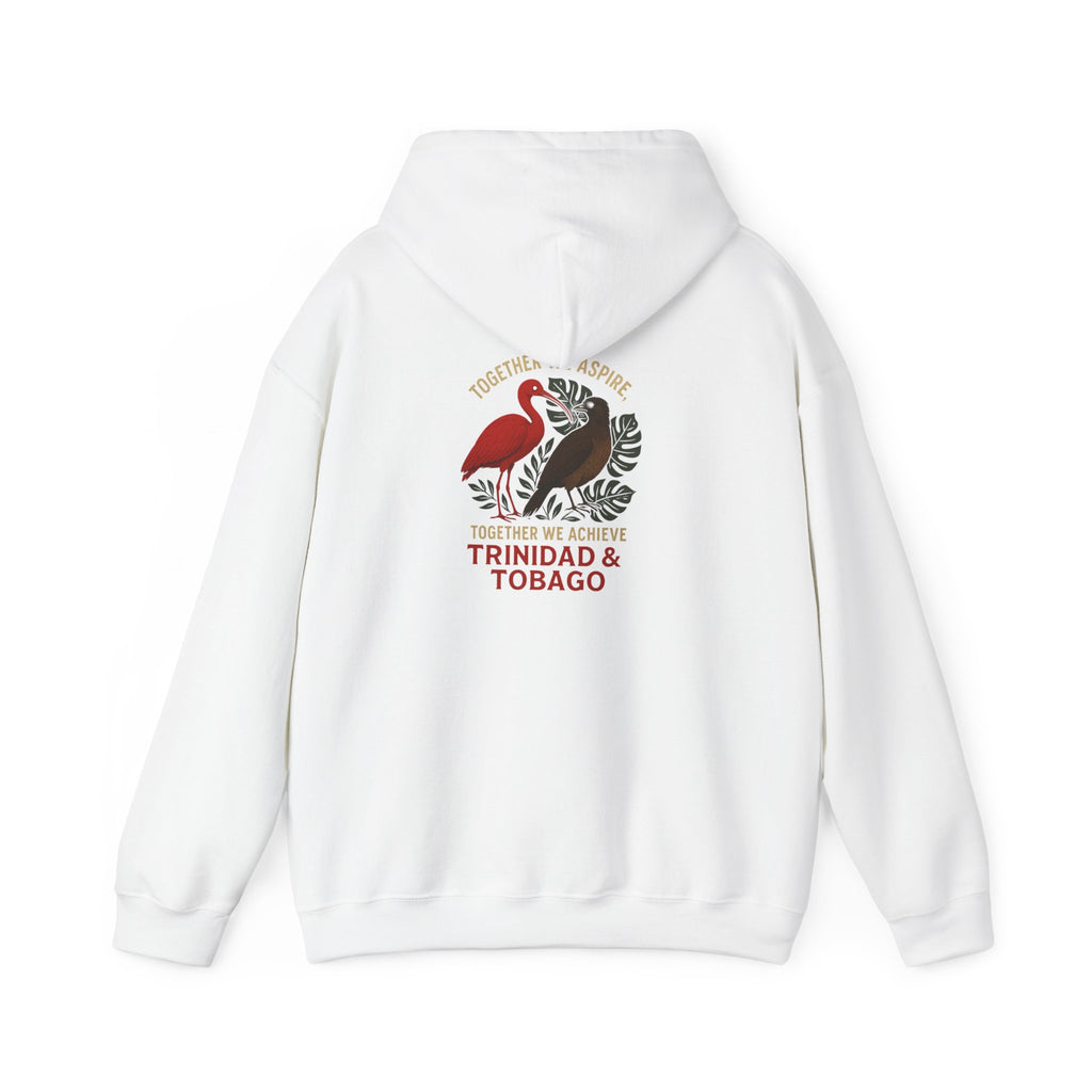 Trinidad & Tobago Heritage Hoodie — Together We Achieve Flamingo & Hummingbird Design