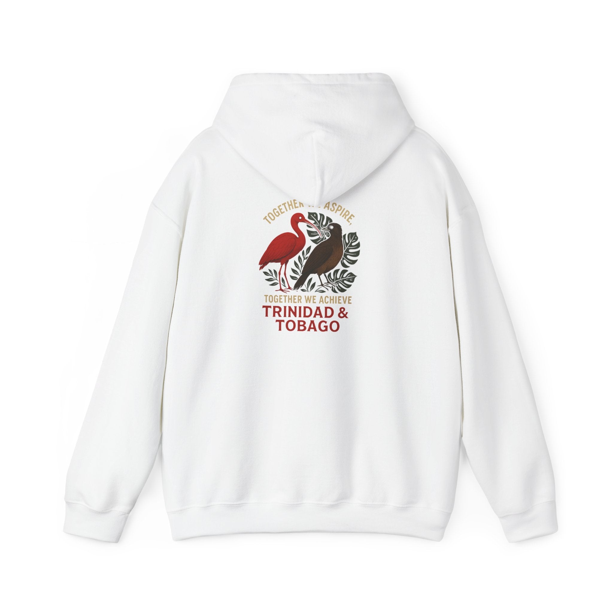 Trinidad & Tobago Heritage Hoodie — Together We Achieve Flamingo & Hummingbird Design