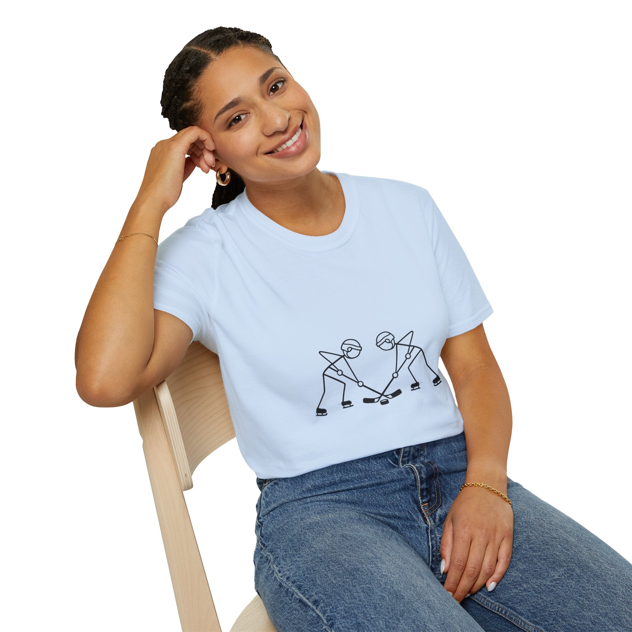 Stick Figure Hockey Faceoff T-Shirt | Minimal Sports Graphic